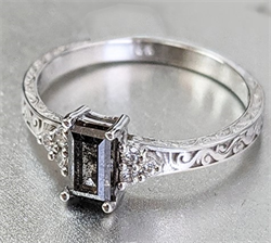 Salt and pepper Emerald diamond ring Salt and pepper Emerald diamond ring